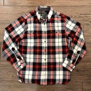 Woolrich Plaid Flannel Button Front Shirt Red Black Mens Small